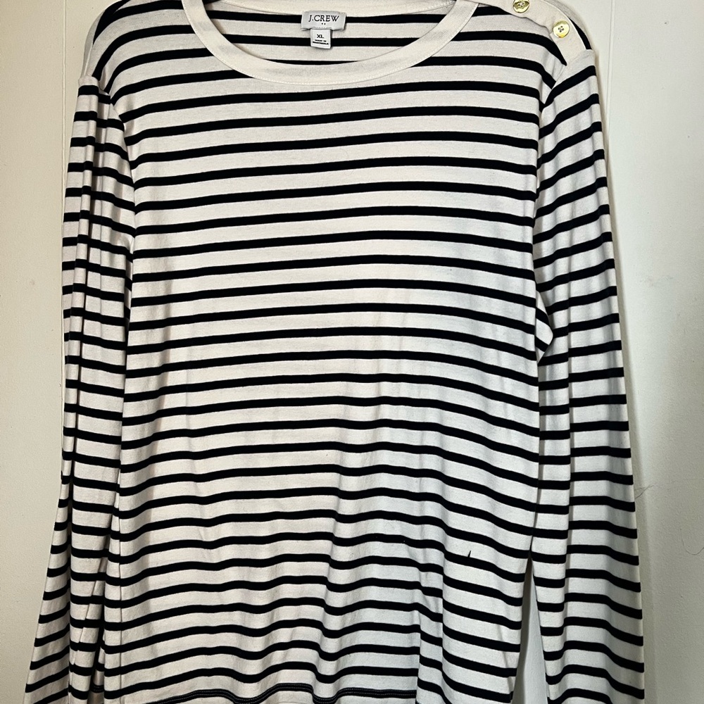 J. Crew Black and White Striped Tee